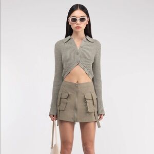 Oak + Fort Cropped Button Front Cardigan M